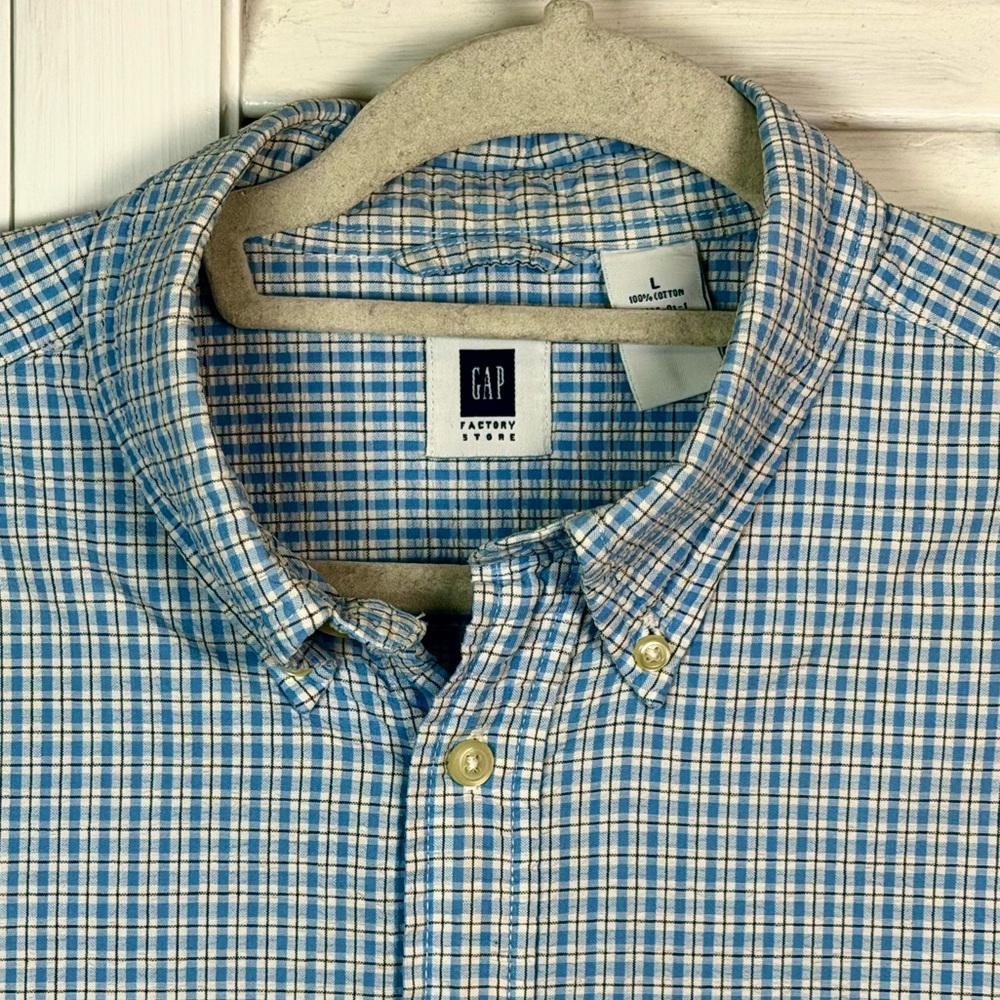 Gap Factory Men’s Plaid Short Sleeve Button Down Shirt Large